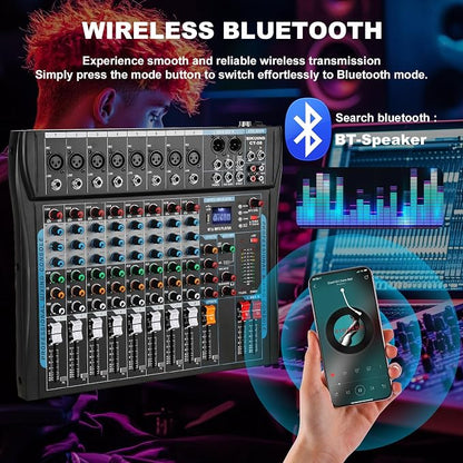 8 Channel Audio Mixer Sound Board Mixer 16 DSP Effect Audio Interfacer w/USB - Image 3