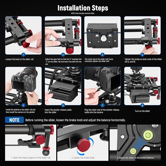 NEEWER 47.2”/120cm Motorized Camera Slider, App Wireless Control Carbon Fiber - Image 8