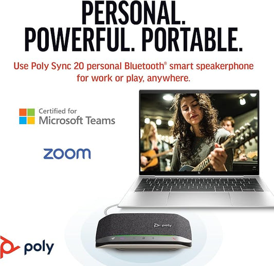 Poly Sync 20 USB-C Personal Portable Smart Speakerphone – Long Battery Life – - Image 2