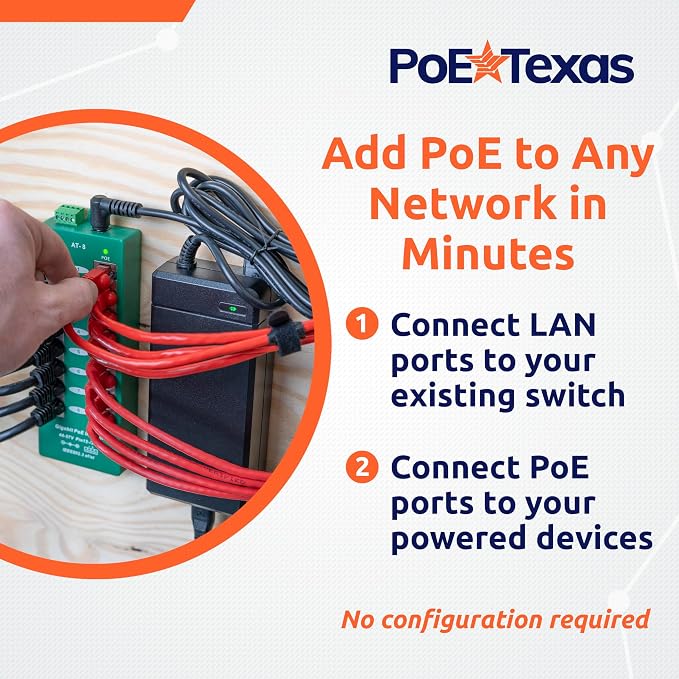 PoE Texas 8 Port PoE/PoE+ Active Mode A Injector - Image 4