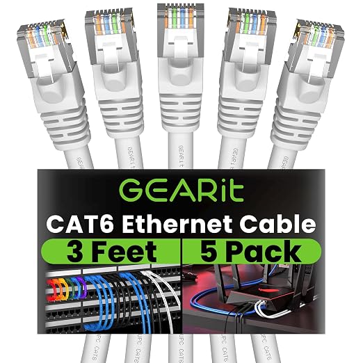 GEARit Cat 6 Patch Cables 3 ft White Cat6 Patch Cables 3ft White/Ethernet Patch by GEARit