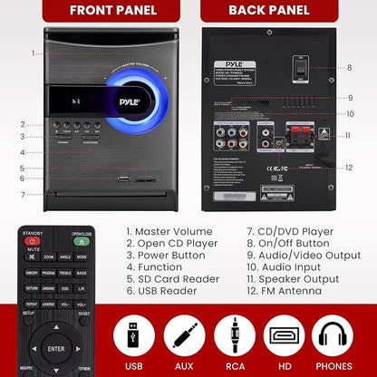 Pyle Home Stereo Shelf System - 30W Wireless BT Streaming - Image 2
