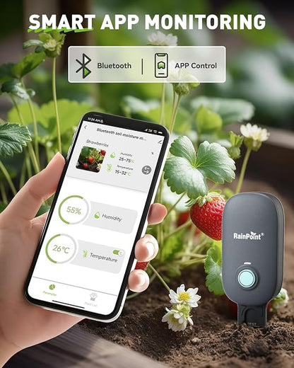 RAINPOINT Bluetooth 2-in-1 Soil Moisture & Air Temp Meter, App Remote Monitoring - Image 2