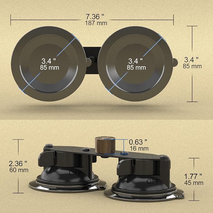 MINIFOCUS Dual Suction Cup Mount, Twist-Lock Dual Suction Cup Base - Image 5
