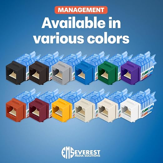 Everest 45° Angled RJ45 Cat5e Keystone Jacks 10-Pack in Black - Image 9