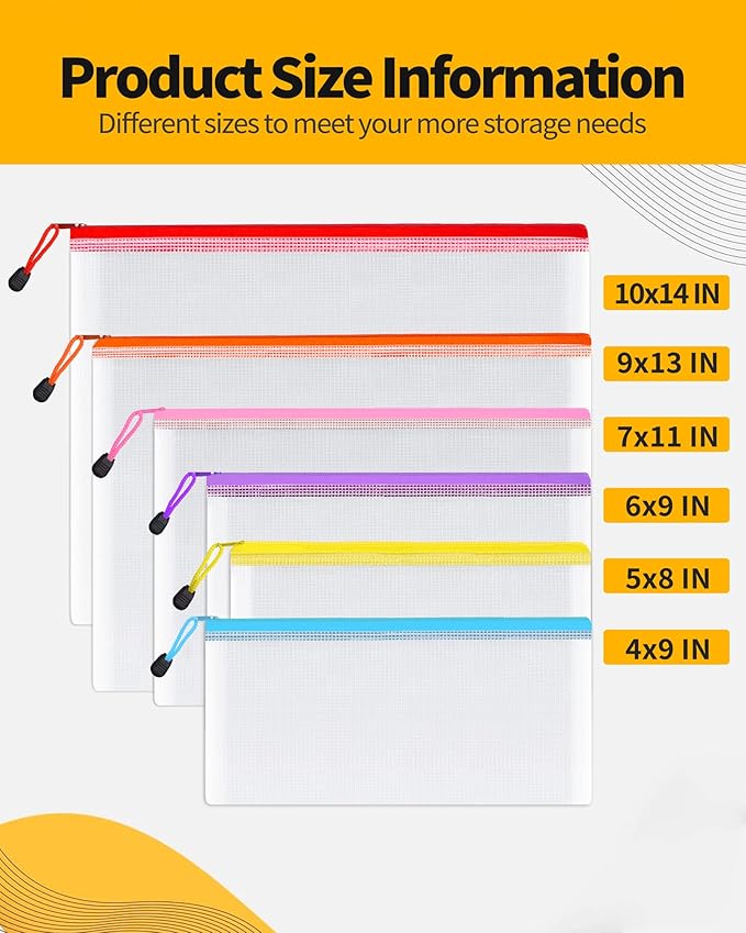 SUNEE Multisize Plastic Zipper Pouches, Water-Resistant Zip Bag - Image 2