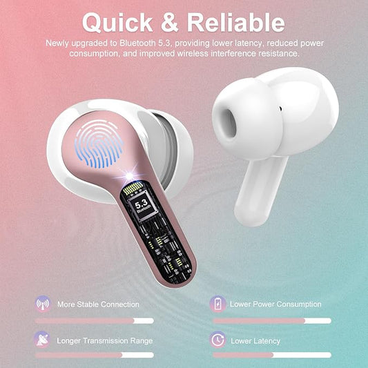 Wireless Earbuds, IP7 Waterproof in Ear Earphones, LED Display Ear Buds - Image 2