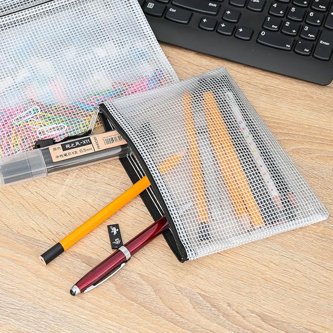 AUSTARK 10 Pcs Zipper File Bags, Waterproof Plastic Mesh Pouch - Image 7