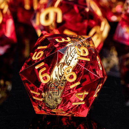 Magic Golden Ring DND Dice Set Sharp Edge Red Resin Dice - Image 3