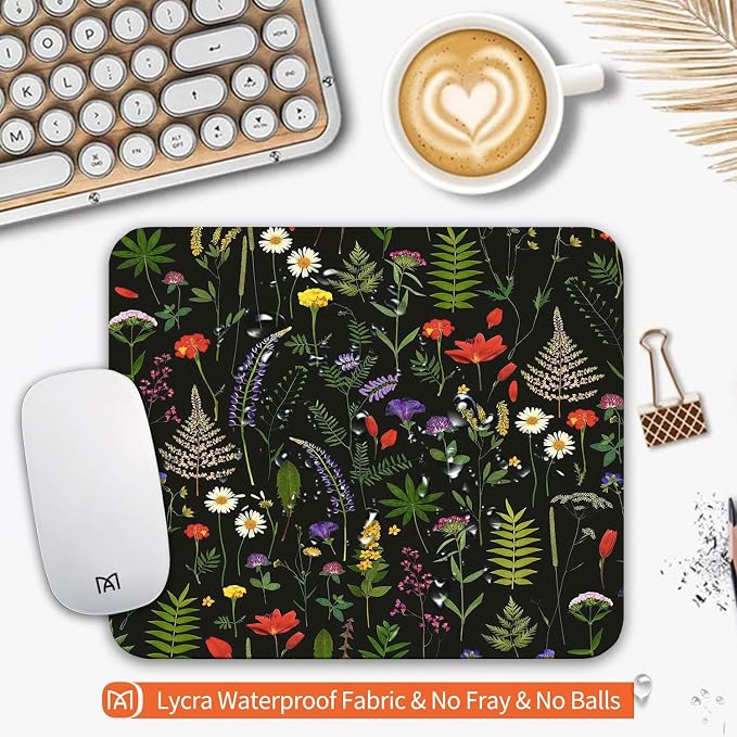 Square Mouse Pad Flowers, Personalized Premium-Textured Custom Mouse Mat Design - Image 3