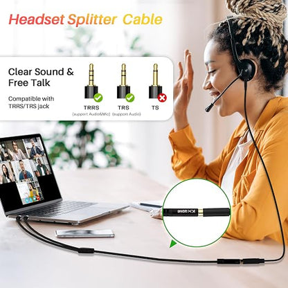 Headphone Splitter for Computer, 3.5mm Female to Dual 3.5mm Male Audio Splitter - Image 4