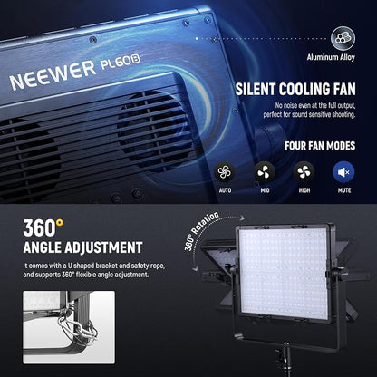 NEEWER Bi Color LED Panel Video Light APP/2.4G/DMX Control, 60W 26600Lux/0.5m - Image 7