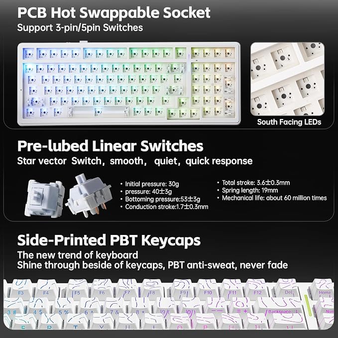 x AULA F99 Keyboard Gaming, Wireless Mechanical Keyboards, Hot Swappable Custom - Image 5