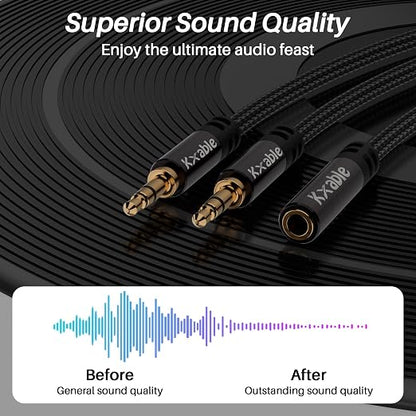1/8 Inch TRS Stereo Y Splitter Cable 1.5FT, 3.5mm Female to 2-Male Y-Splitter - Image 6