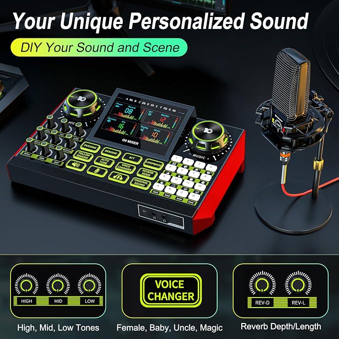 Podcast Microphone Bundle with Live Sound Card Audio Mixer, Podcast Equipment - Image 3