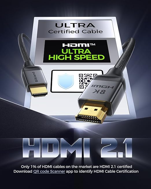 Silkland Short 10K 8K HDMI 2.1 Cable 1.5ft Certified, Ultra High Speed HDMI - Image 2