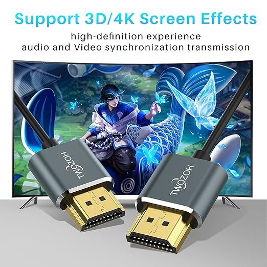 Twozoh Ultra-Thin HDMI to HDMI Cable 3.3FT, Hyper Slim HDMI 2.0 Cable, Extreme - Image 4