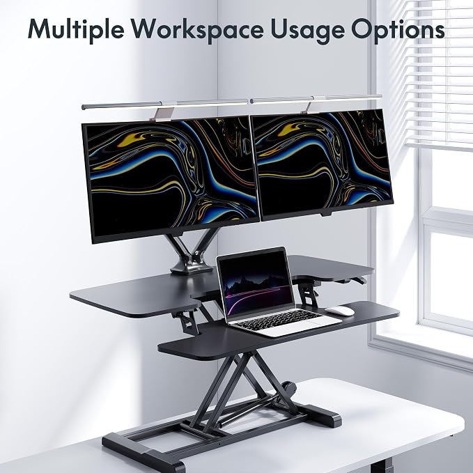 FlexiSpot Dual Monitor Stand for Desk Adjustable Spring Monitor Arm Desk Mount - Image 3