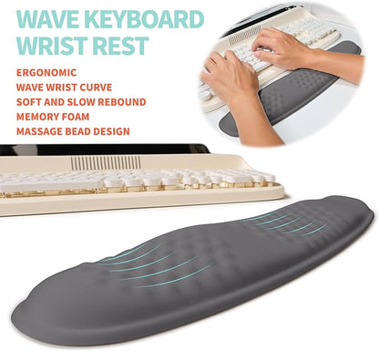 2-in-1 Ergonomic Set, Wave Rise Keyboard Wrist Rest and Massage Bulge Slope - Image 2
