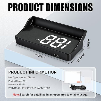 SINGARO Heads up Display for Cars, USB Plug Digital GPS HUD Speedometer - Image 2