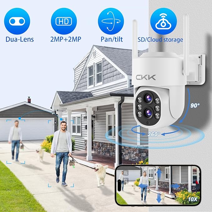 【Dual Wi-Fi, 2MP+2MP Dual Lens】 2K Security Camera System - Image 2