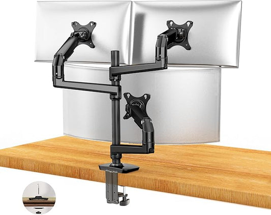 Triple Monitor Mount, Holds Screens up to 40 Inches and 25 lbs, Fully by Ergounion
