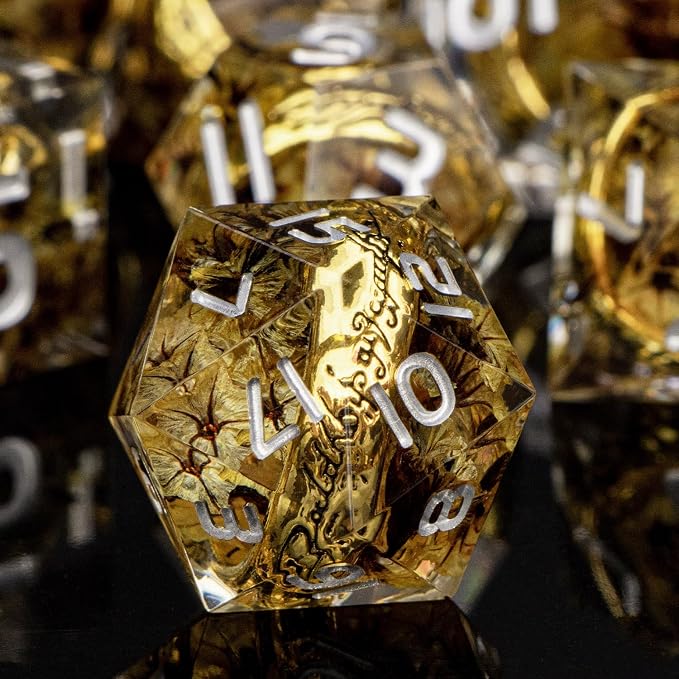 Magic Golden Ring DND Dice Set Sharp Edge Red Resin Dice - Image 3