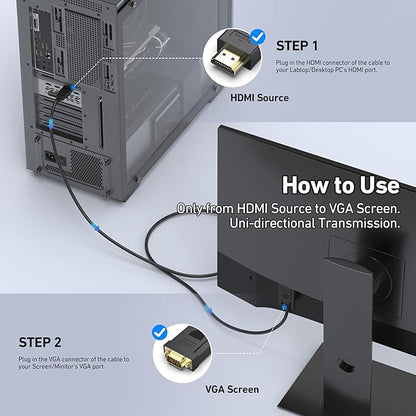 BENFEI HDMI to VGA 6 Feet Cable, Uni-Directional HDMI Computer to VGA Monitor - Image 6