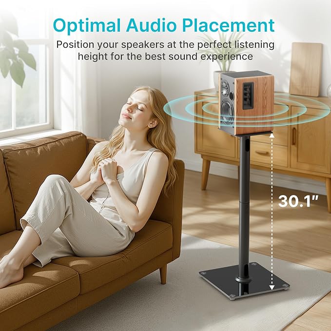 Speaker Stands Pair for Surround Sound, 55 LBS Capacity, 30.1 inch Floor - Image 4