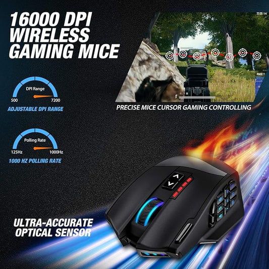 UtechSmart Venus Pro RGB Wireless MMO Gaming Mouse, 000 DPI Optical Sensor - Image 2