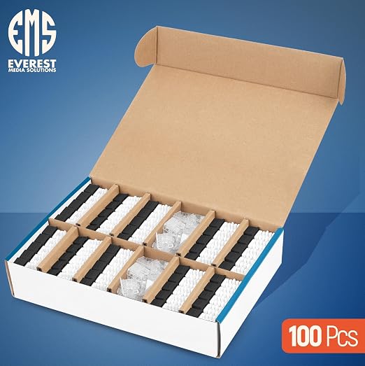 Everest 90° Angled RJ45 Cat6A Keystone Jacks 100-Pack in Black - Image 2