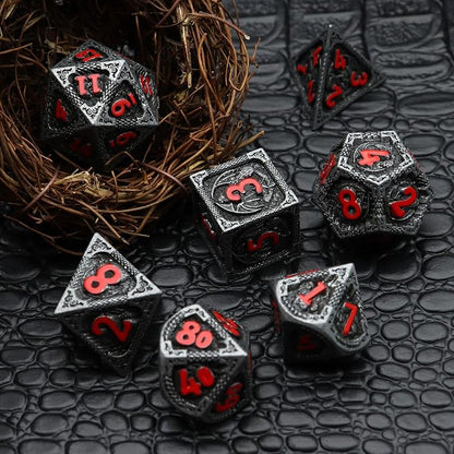 Haxtec Metal DND Dice Set Black Red Dragon D&D Dice Set - Image 4