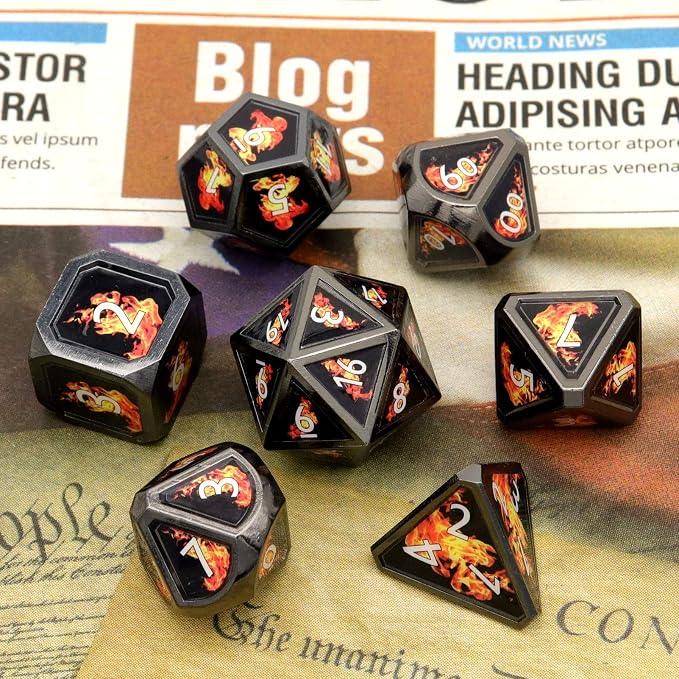 Haxtec Fire Bolt Real Scene Metal DND Dice Set Black Polyhedral Metal Dice - Image 7