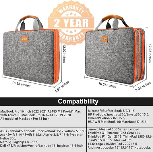 ZINZ Slim Expandable Laptop Case 15.6 Inch Sleeve Upgraded Protective Durable - Image 2