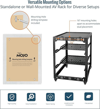 TECMOJO 16U Open Frame Network Rack - Image 5