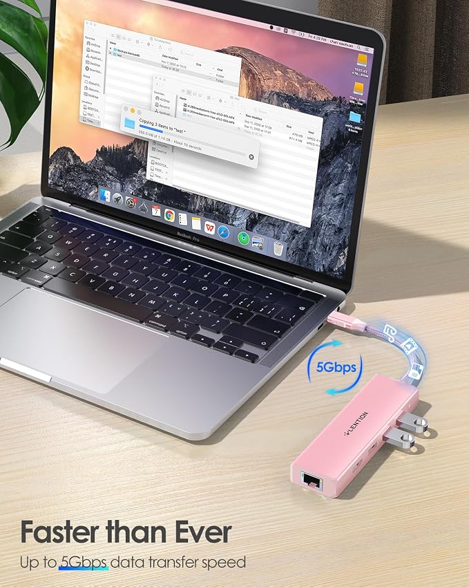 LENTION USB C Hub with 1000Mbps Ethernet Adapter, 4K HDMI, 3 USB 3.0 Port - Image 3