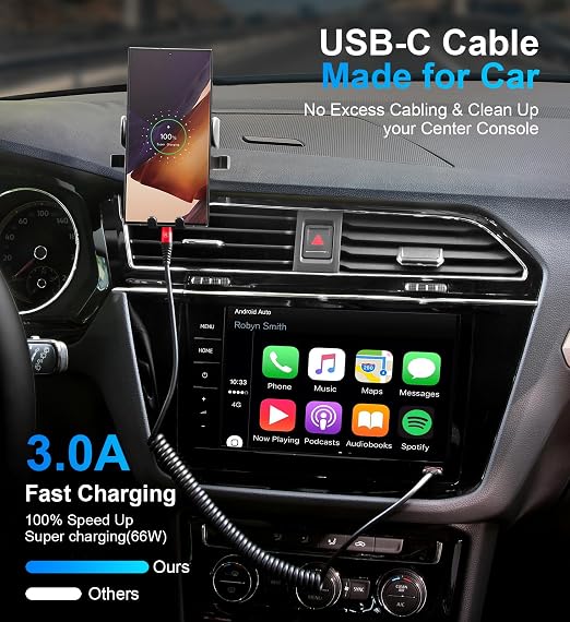 USB to USB C Cable Fast Charging 3ft, Android Auto USB Type C Charger Cord - Image 2