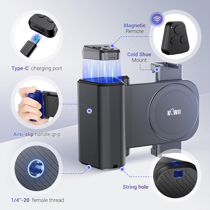KIWIFOTOS Travel Phone Camera Grip Smartphones Tripod Handle - Image 5
