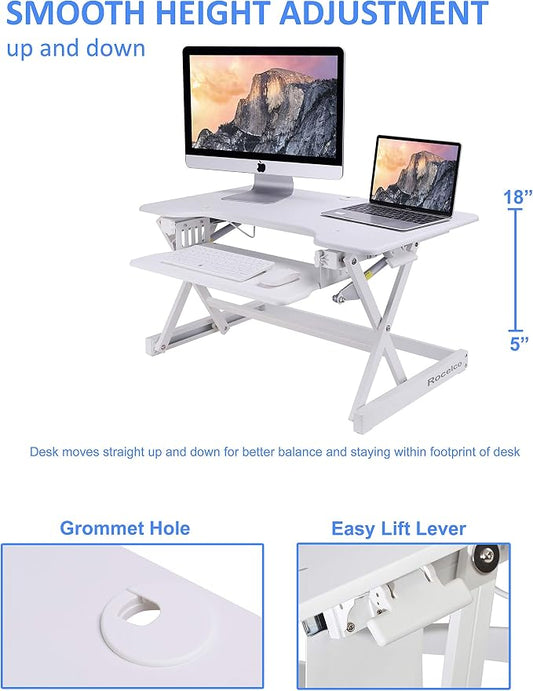 Rocelco 32" Height Adjustable Standing Desk Converter BUNDLE - Image 2