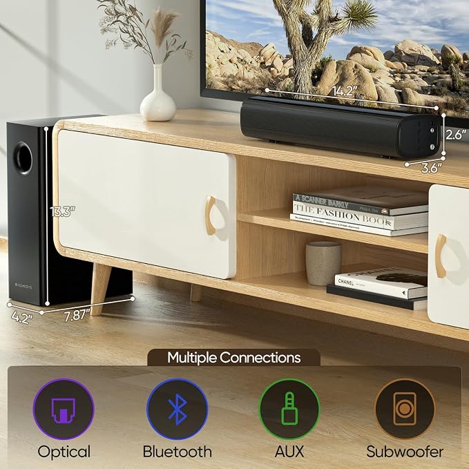 Sound Bars for Smart TV with Subwoofer, 2.1 Deep Bass Small Soundbar Home - Image 4