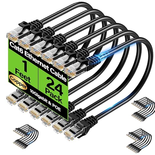 Cat6 Ethernet Cable 10Gbps 1 ft, UTP Ethernet Cable Cat 6, Flexible Bare Copper by Unknown