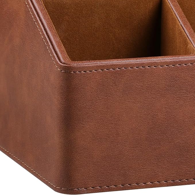PU Leather Desk Organizer, Luxury Remote Control Holder - Image 6
