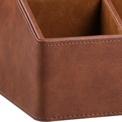 PU Leather Desk Organizer, Luxury Remote Control Holder - Image 6