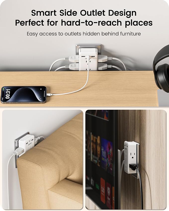 LENCENT 2 to 3 Prong Outlet Adapter, 2 Prong Power Strip - Image 7