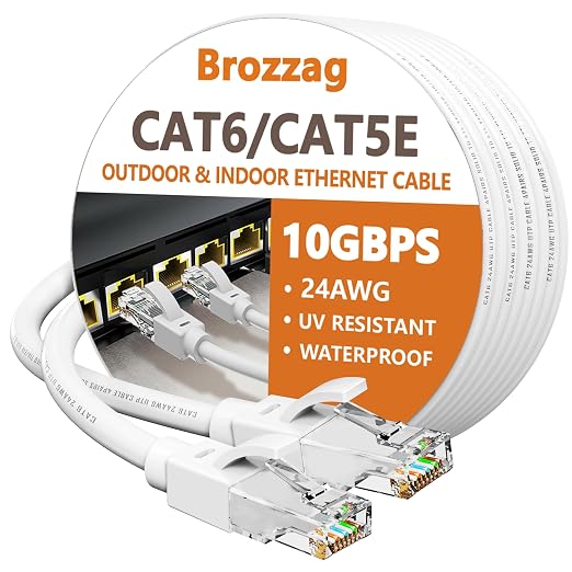 Ethernet Cable 100ft For Cat6/Cat5E, 10Gbps Compatible by Brozzag