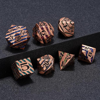 Metallic Glitter Stripes D&D, DND Metal Dice - Image 4