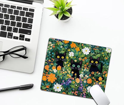 Cute Flowers Black Cats Mouse Pads - Image 6