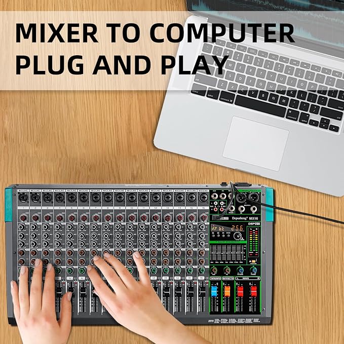 Depusheng MX16 16 Channel Sound Mixer Audio Mixing Console 48V 256DSP - Image 4