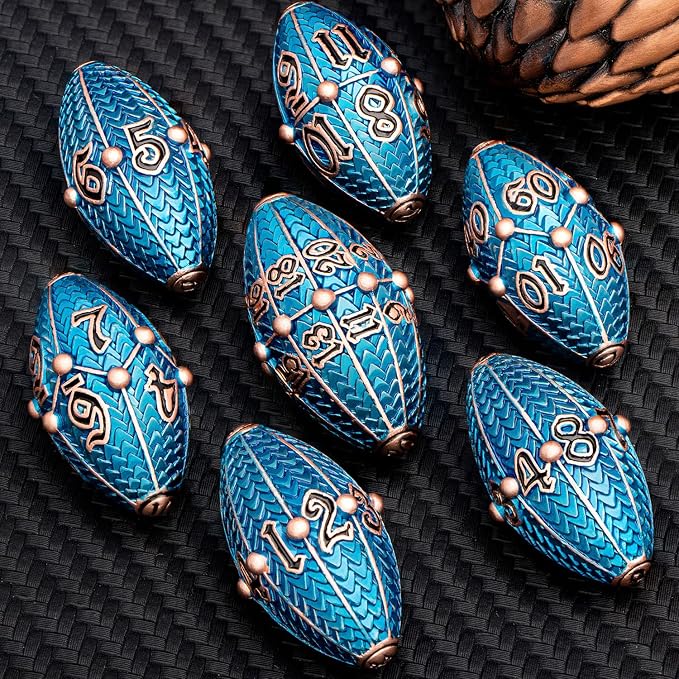 ARUOHHA DND Metal Dice Copper Blue Dragon Egg Dice - Image 5