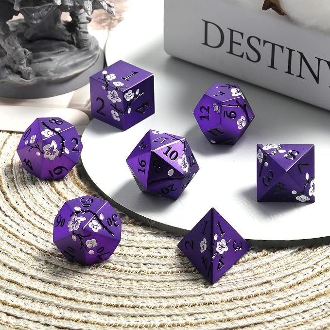 Matt Purple D&D Metal Dice, DNDND 7 PCS Heavy Metallic DND Dice Set - Image 5